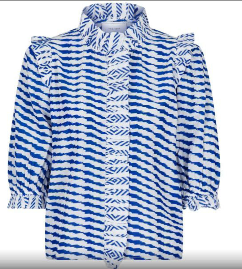 Duckert & 159955-140, bluse , skjorte, blå og stribet, noir, webshop, duckert og co