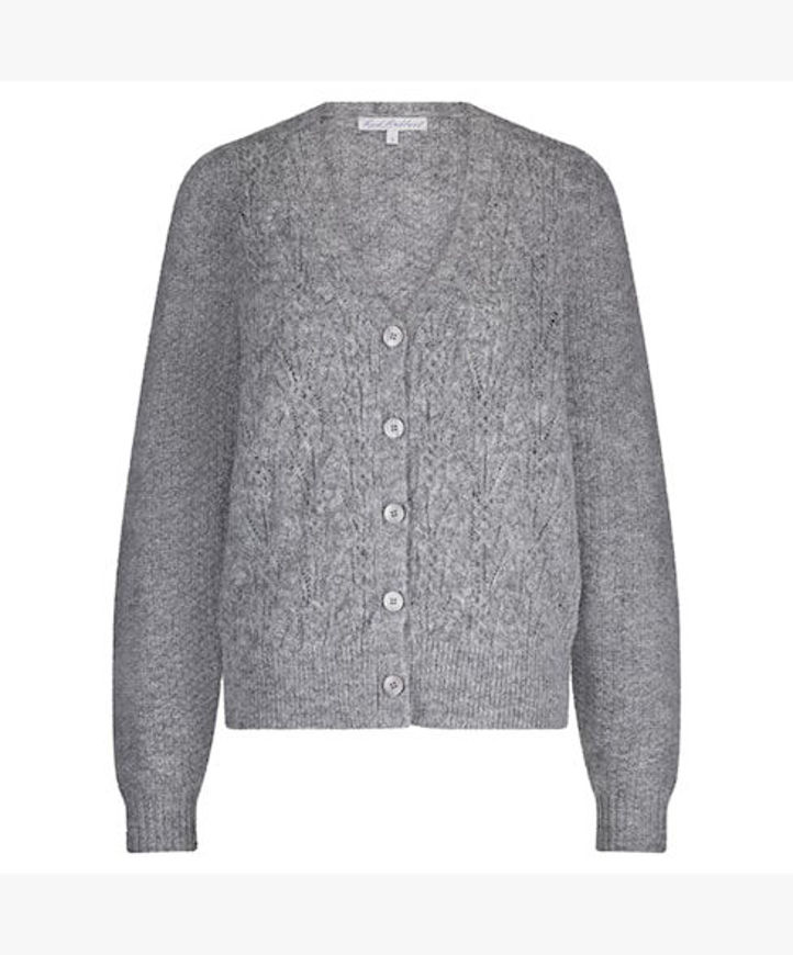Red Button Cardigan Ajour