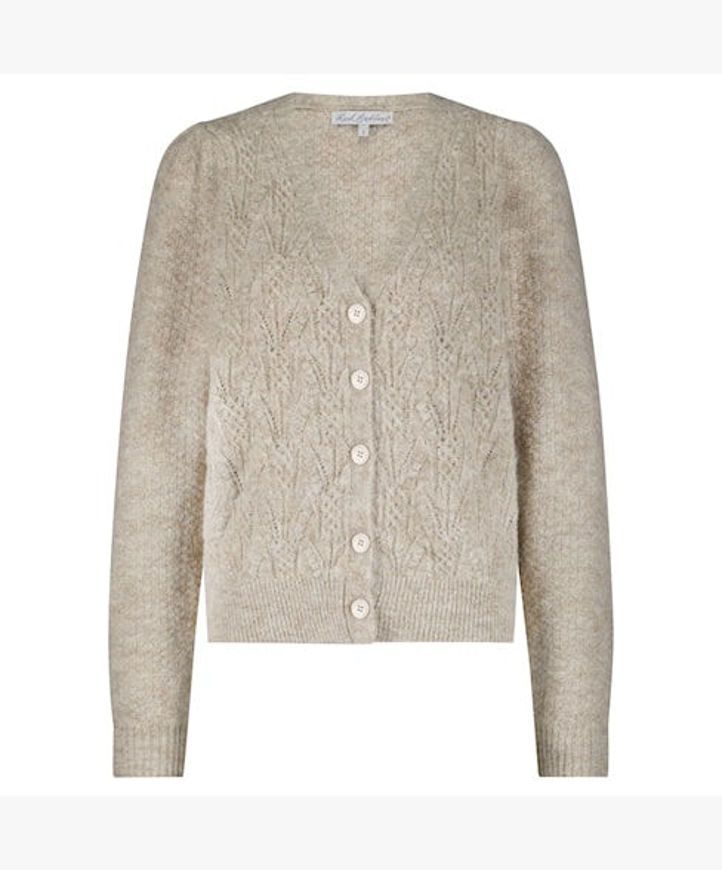 Red Button Cardigan Ajour