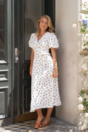 Neo Noir Kjole Clarine Linen Dot
